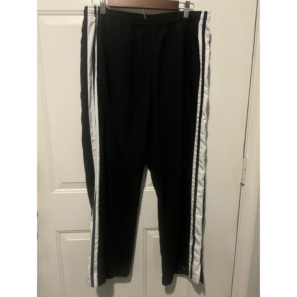 Nike Pants Large Black White Striped Joggers Running Gym Athletic Warm Up Track